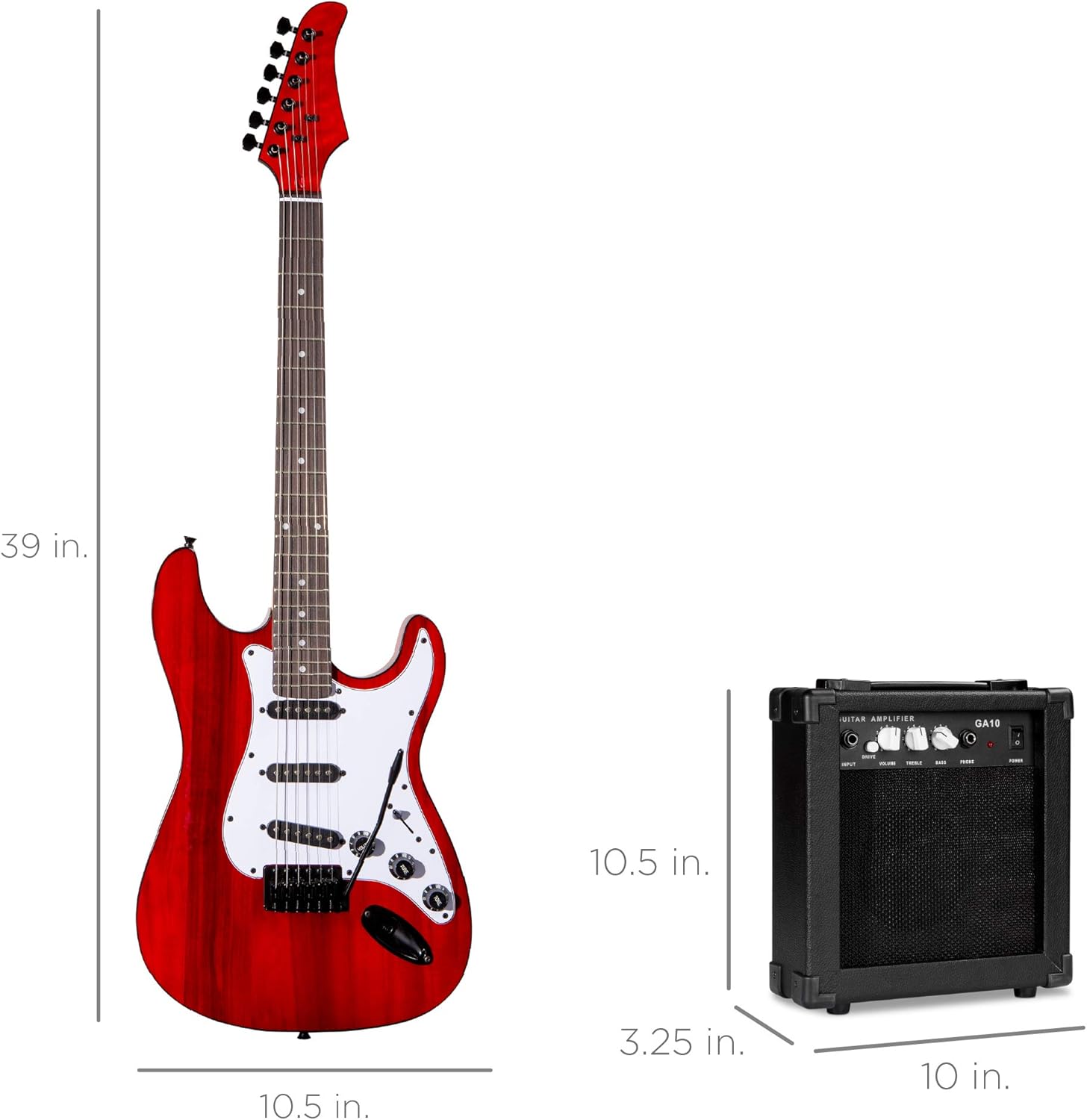 Best Choice Products 39in Full Size Beginner Electric Guitar Starter Kit w/Case, Strap, 10W Amp, Strings, Pick, Tremolo Bar - Cherry Red - Image 6