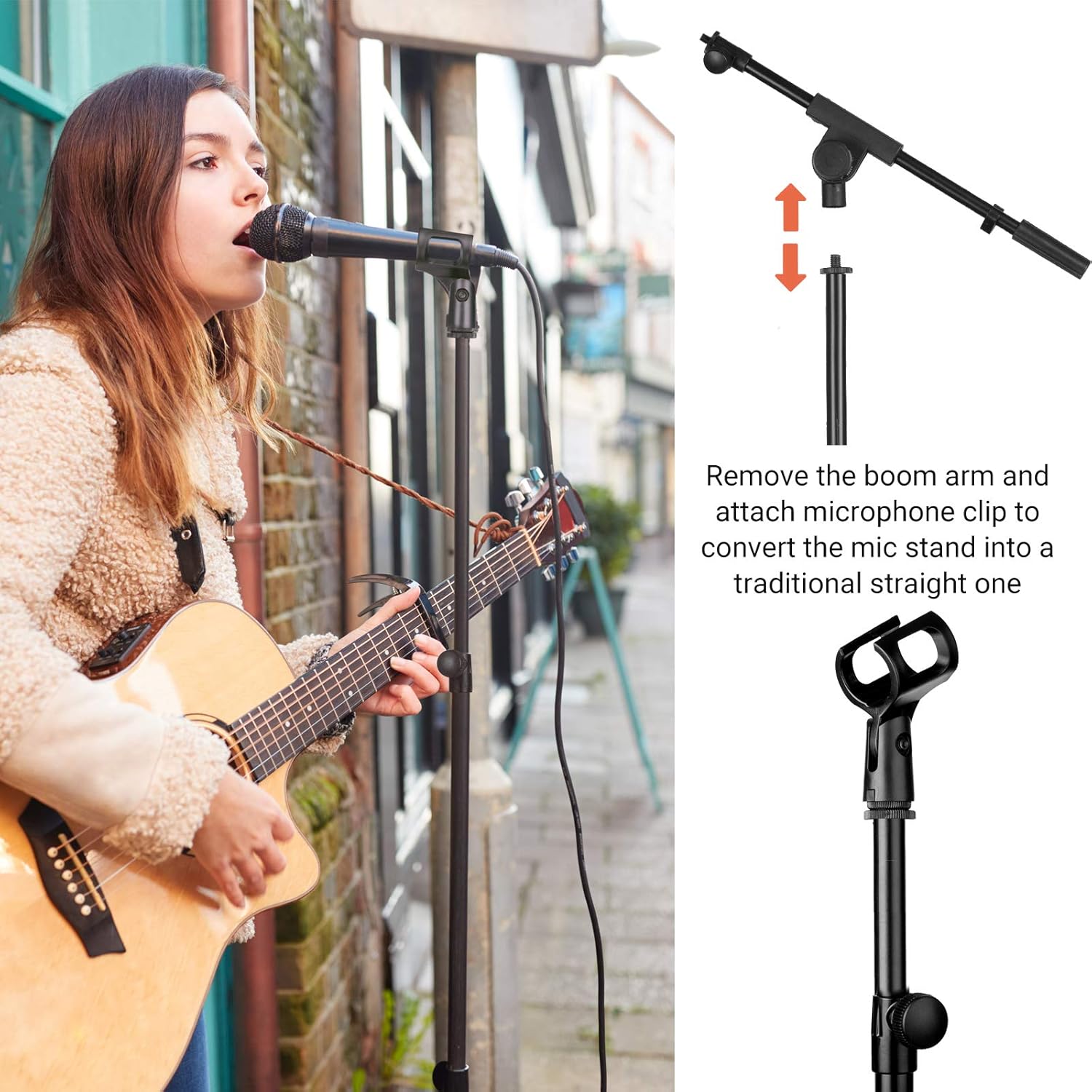 CAHAYA Tripod Microphone Stand Boom Arm Floor Mic Stand with Carrying Bag and 2 Mic Clips for Singing Performance Wedding Stage and Mic Mount CY0239 - Image 3