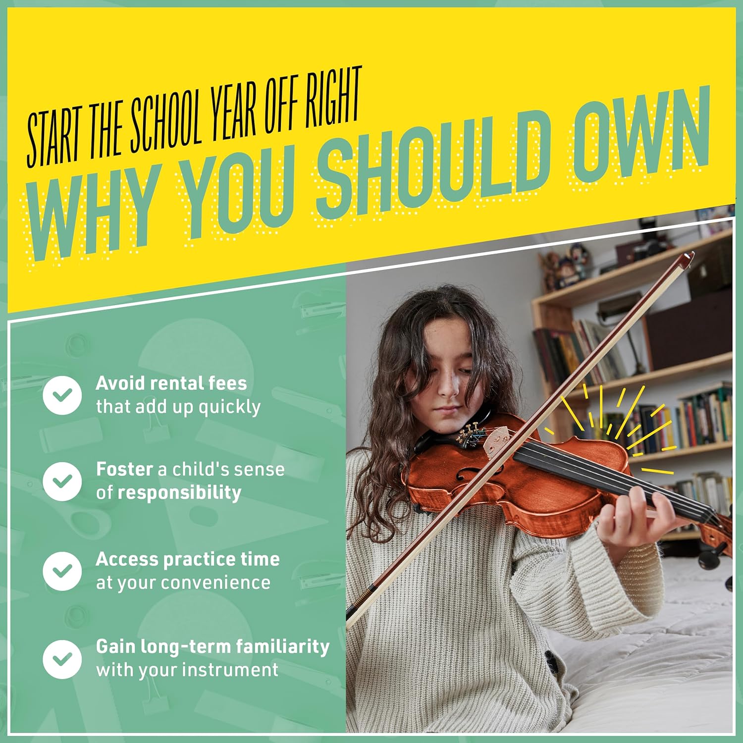 Mendini by Cecilio Violin 4/4 Full Set for Beginners - Fiddle MV 300 Satin Antique Finish - Image 3