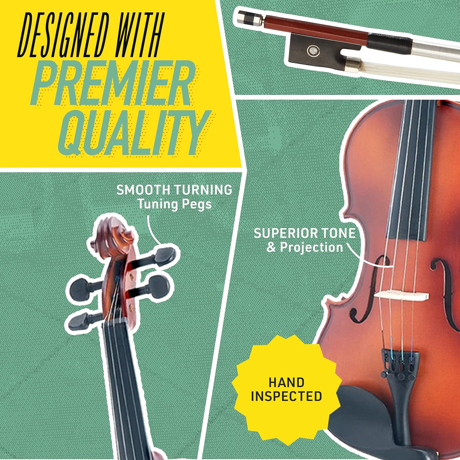 Mendini by Cecilio Violin 4/4 Full Set for Beginners - Fiddle MV 300 Satin Antique Finish - Image 5
